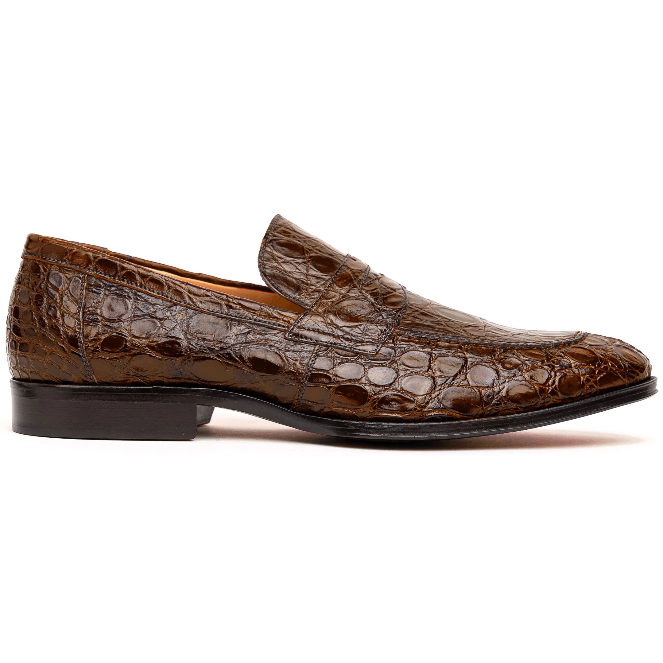 11-201-CGM ROMA Crocodile Penny Loafer, Cognac