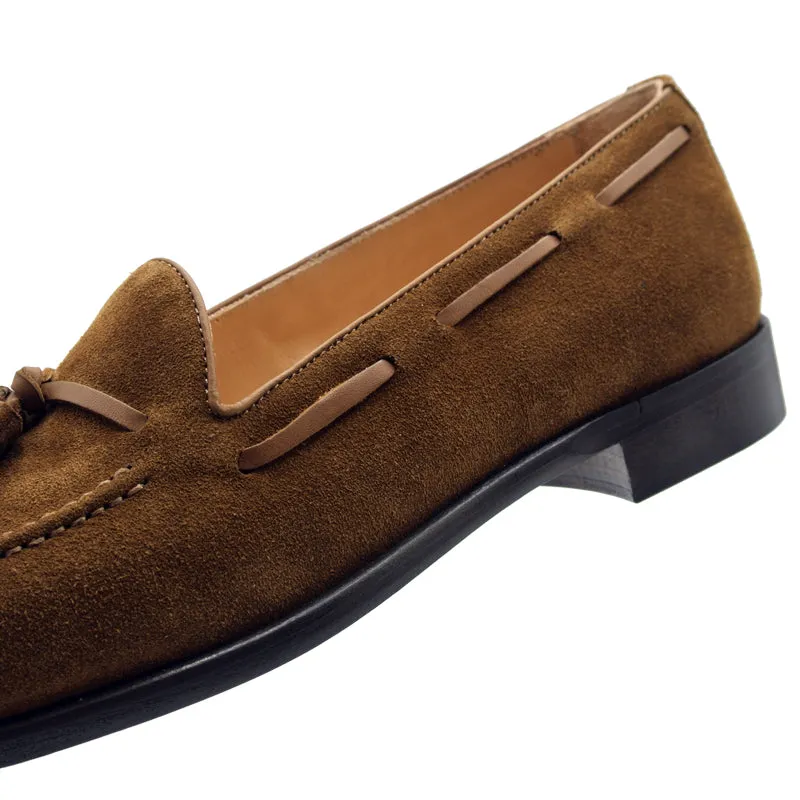 16-583-TAB FRANCO Suede Calfskin Tassel Loafer, Tobacco