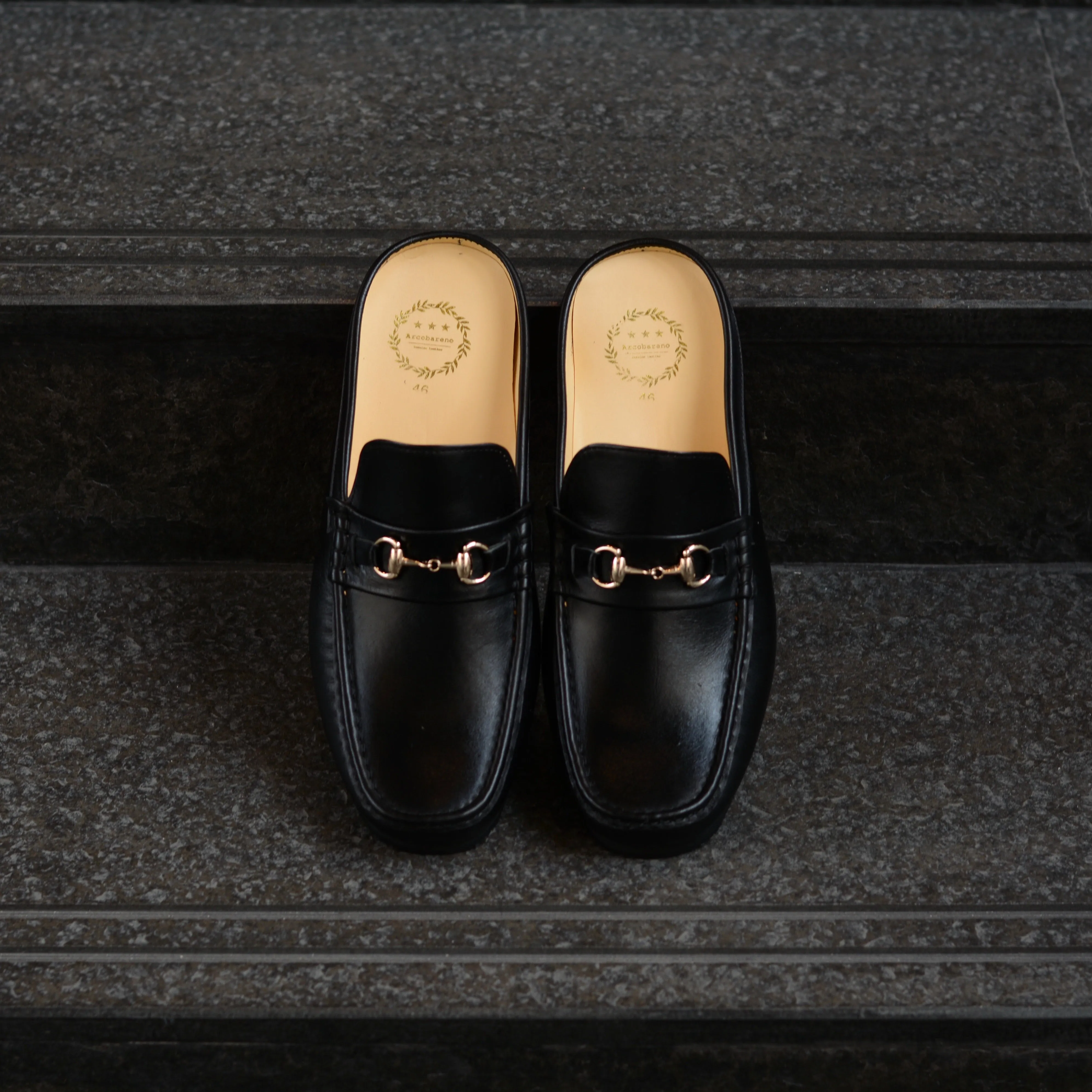 703 Horsebit Slipper Matt Black Flat Soles