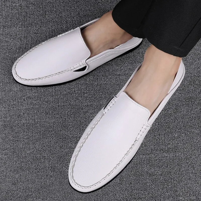 Advbridge Boat Shoes Mens Shoes Lightweight Leather Casual Loafers Man Fashion Moccasins Driving Footwear Slip on Men Shoes Flat Designer