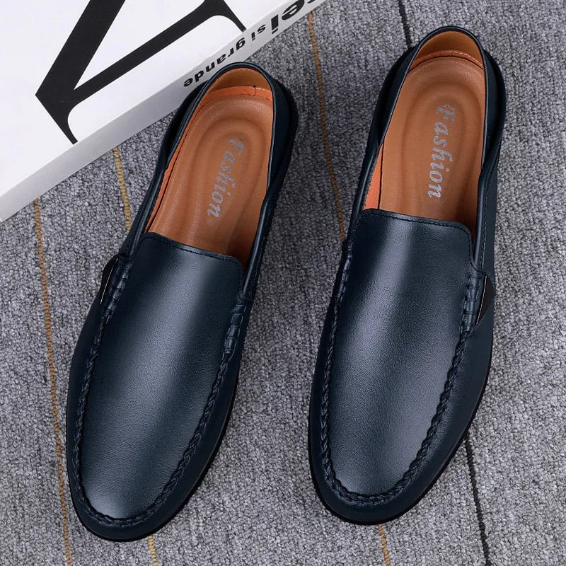 Advbridge Boat Shoes Mens Shoes Lightweight Leather Casual Loafers Man Fashion Moccasins Driving Footwear Slip on Men Shoes Flat Designer