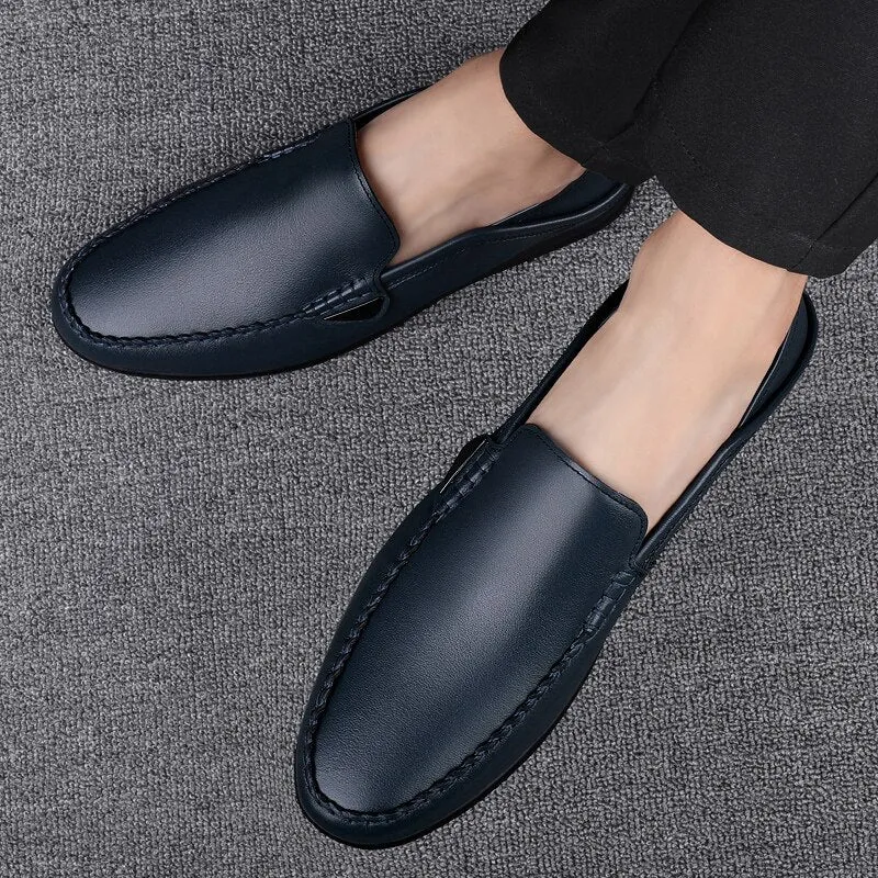 Advbridge Boat Shoes Mens Shoes Lightweight Leather Casual Loafers Man Fashion Moccasins Driving Footwear Slip on Men Shoes Flat Designer