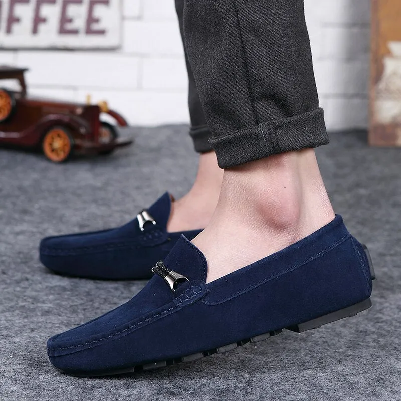 Advbridge Men Casual Shoes Fashion Suede Shoes Men Handmade Genuine Leather Mens Loafers Moccasins Slip on Flats Lightweight Leisure Walk