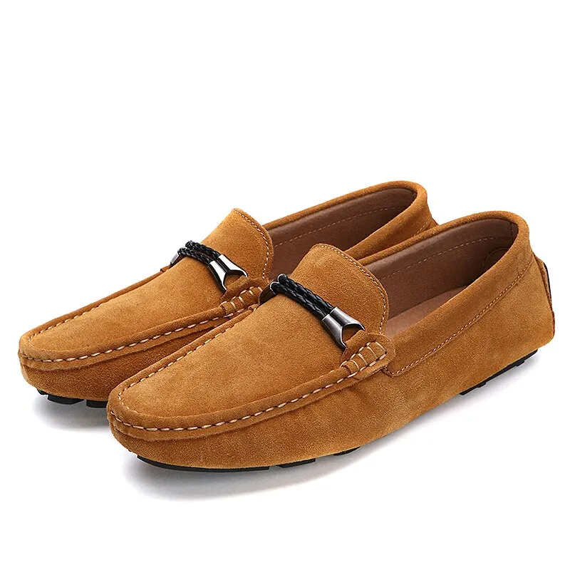 Advbridge Men Casual Shoes Fashion Suede Shoes Men Handmade Genuine Leather Mens Loafers Moccasins Slip on Flats Lightweight Leisure Walk