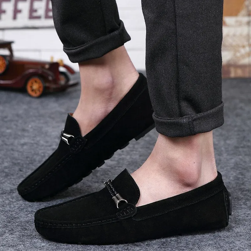 Advbridge Men Casual Shoes Fashion Suede Shoes Men Handmade Genuine Leather Mens Loafers Moccasins Slip on Flats Lightweight Leisure Walk