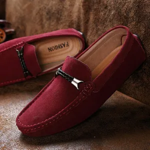 Advbridge Men Casual Shoes Fashion Suede Shoes Men Handmade Genuine Leather Mens Loafers Moccasins Slip on Flats Lightweight Leisure Walk