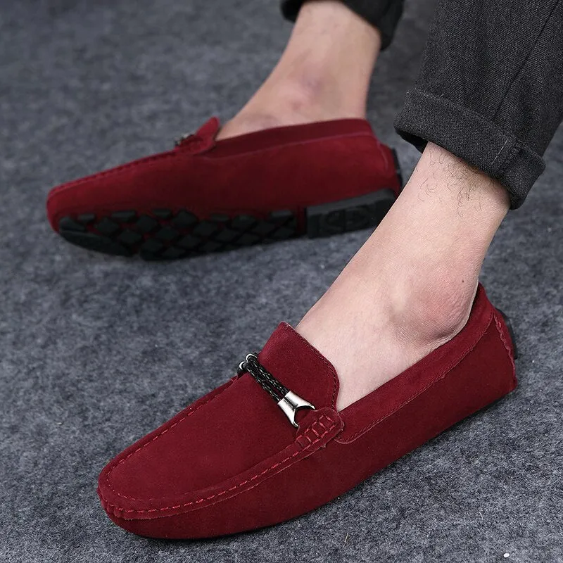 Advbridge Men Casual Shoes Fashion Suede Shoes Men Handmade Genuine Leather Mens Loafers Moccasins Slip on Flats Lightweight Leisure Walk