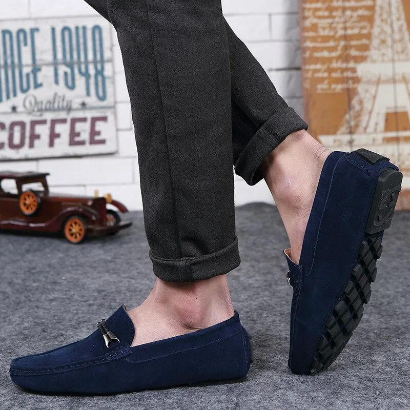 Advbridge Men Casual Shoes Fashion Suede Shoes Men Handmade Genuine Leather Mens Loafers Moccasins Slip on Flats Lightweight Leisure Walk