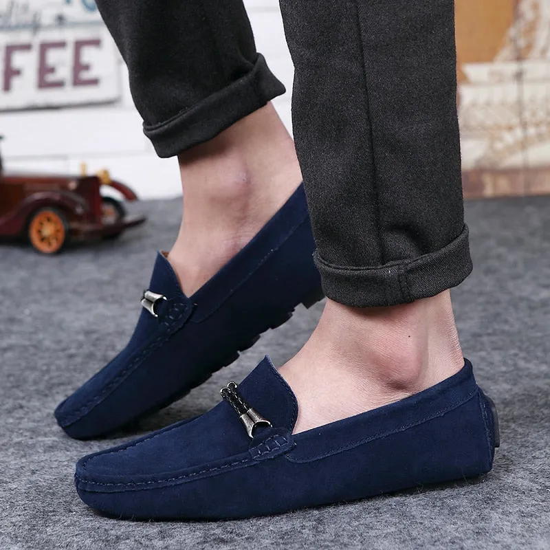 Advbridge Men Casual Shoes Fashion Suede Shoes Men Handmade Genuine Leather Mens Loafers Moccasins Slip on Flats Lightweight Leisure Walk