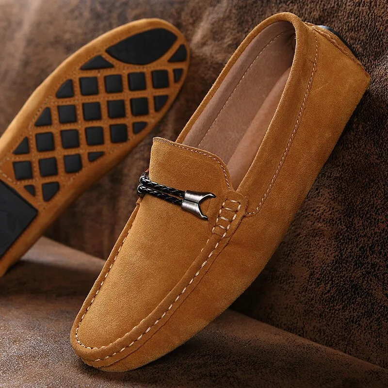 Advbridge Men Casual Shoes Fashion Suede Shoes Men Handmade Genuine Leather Mens Loafers Moccasins Slip on Flats Lightweight Leisure Walk