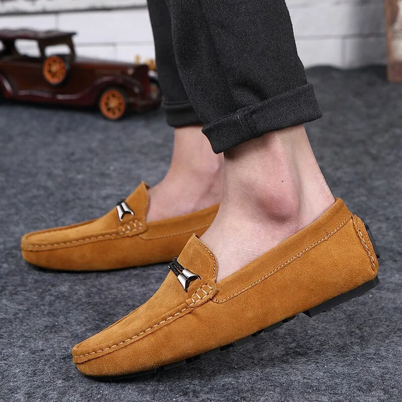 Advbridge Men Casual Shoes Fashion Suede Shoes Men Handmade Genuine Leather Mens Loafers Moccasins Slip on Flats Lightweight Leisure Walk