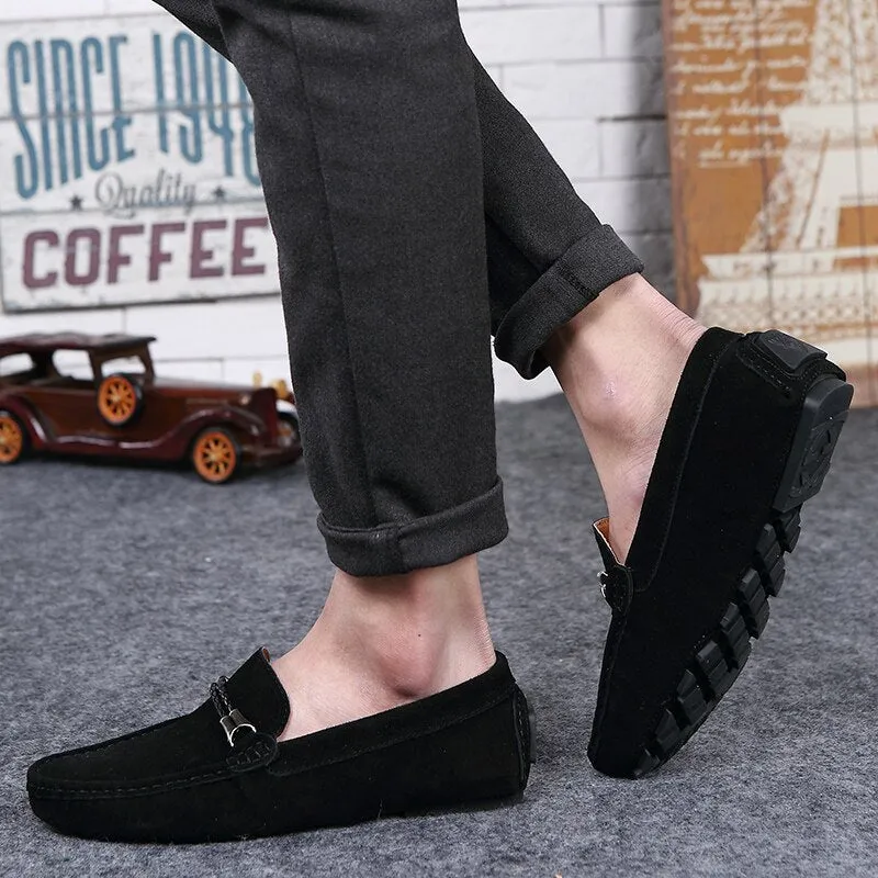 Advbridge Men Casual Shoes Fashion Suede Shoes Men Handmade Genuine Leather Mens Loafers Moccasins Slip on Flats Lightweight Leisure Walk