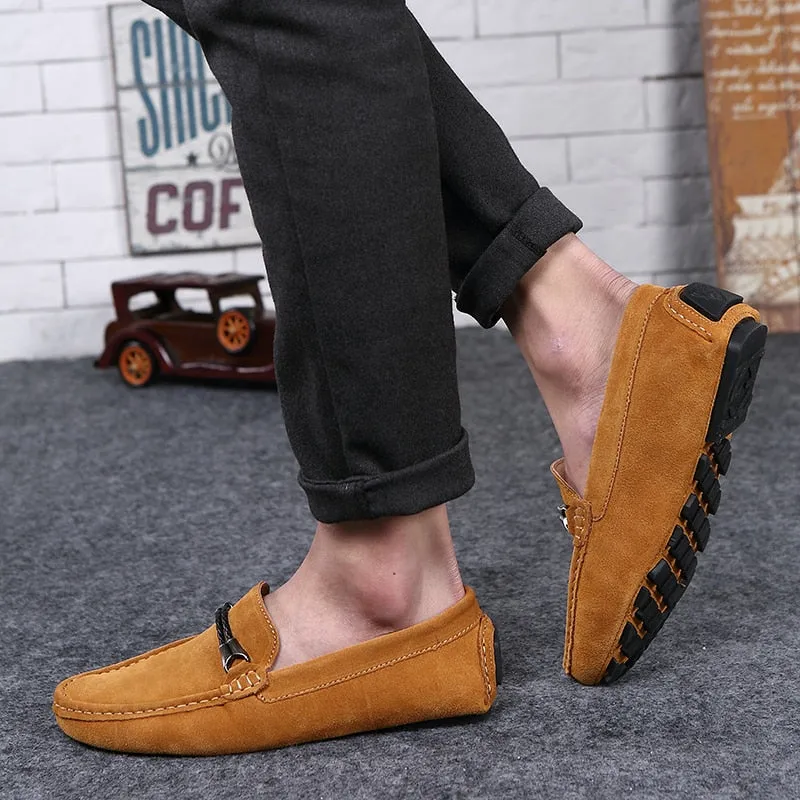 Advbridge Men Casual Shoes Fashion Suede Shoes Men Handmade Genuine Leather Mens Loafers Moccasins Slip on Flats Lightweight Leisure Walk