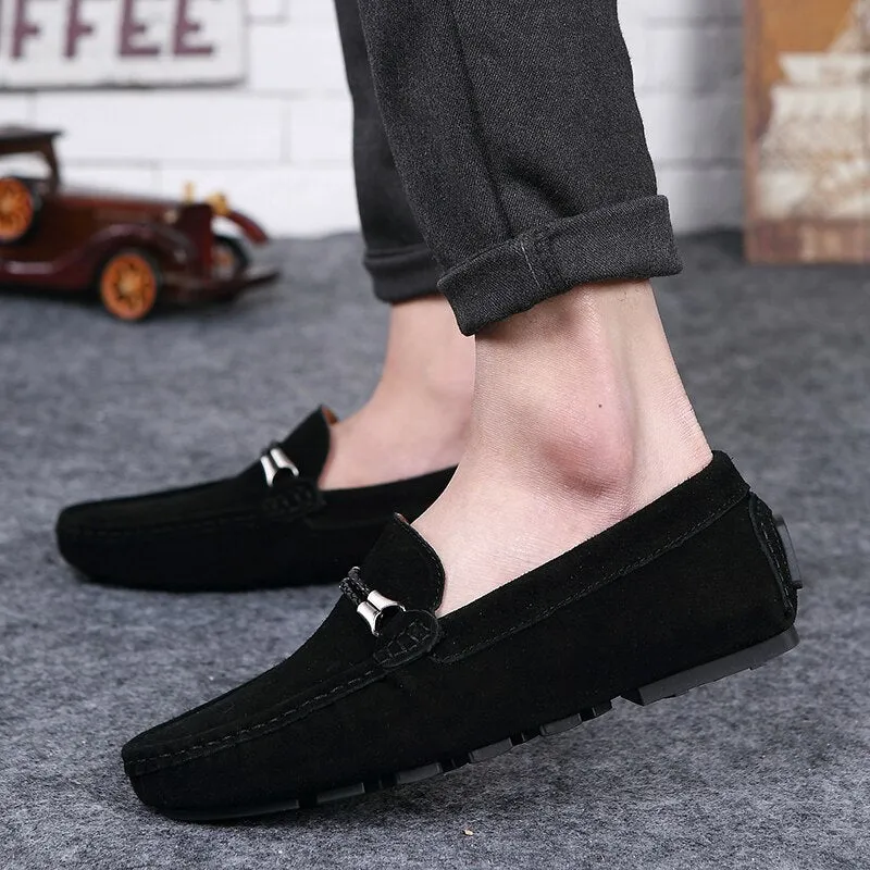 Advbridge Men Casual Shoes Fashion Suede Shoes Men Handmade Genuine Leather Mens Loafers Moccasins Slip on Flats Lightweight Leisure Walk