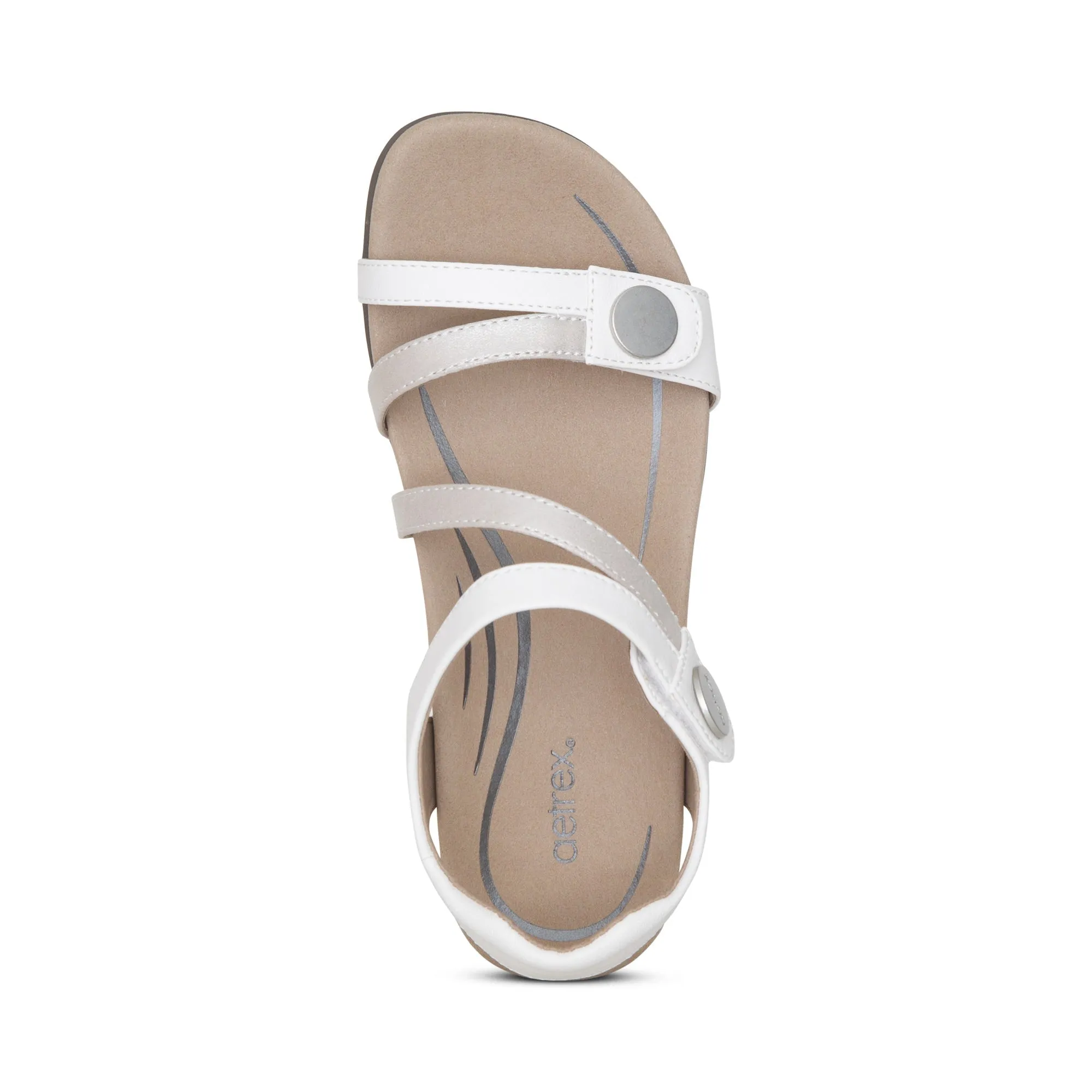 Aetrex Women's Jess Adjustable Quarter Strap Sandal White SE211