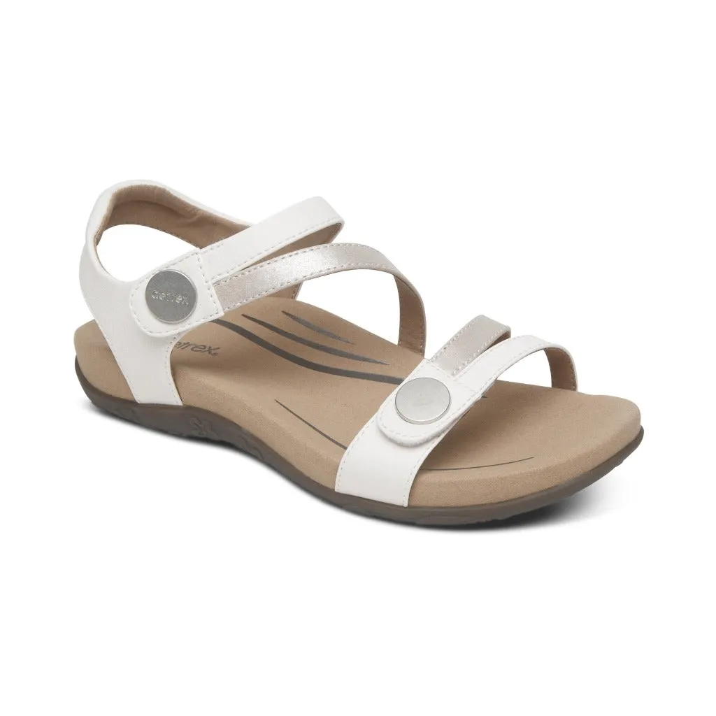 Aetrex Women's Jess Adjustable Quarter Strap Sandal White SE211