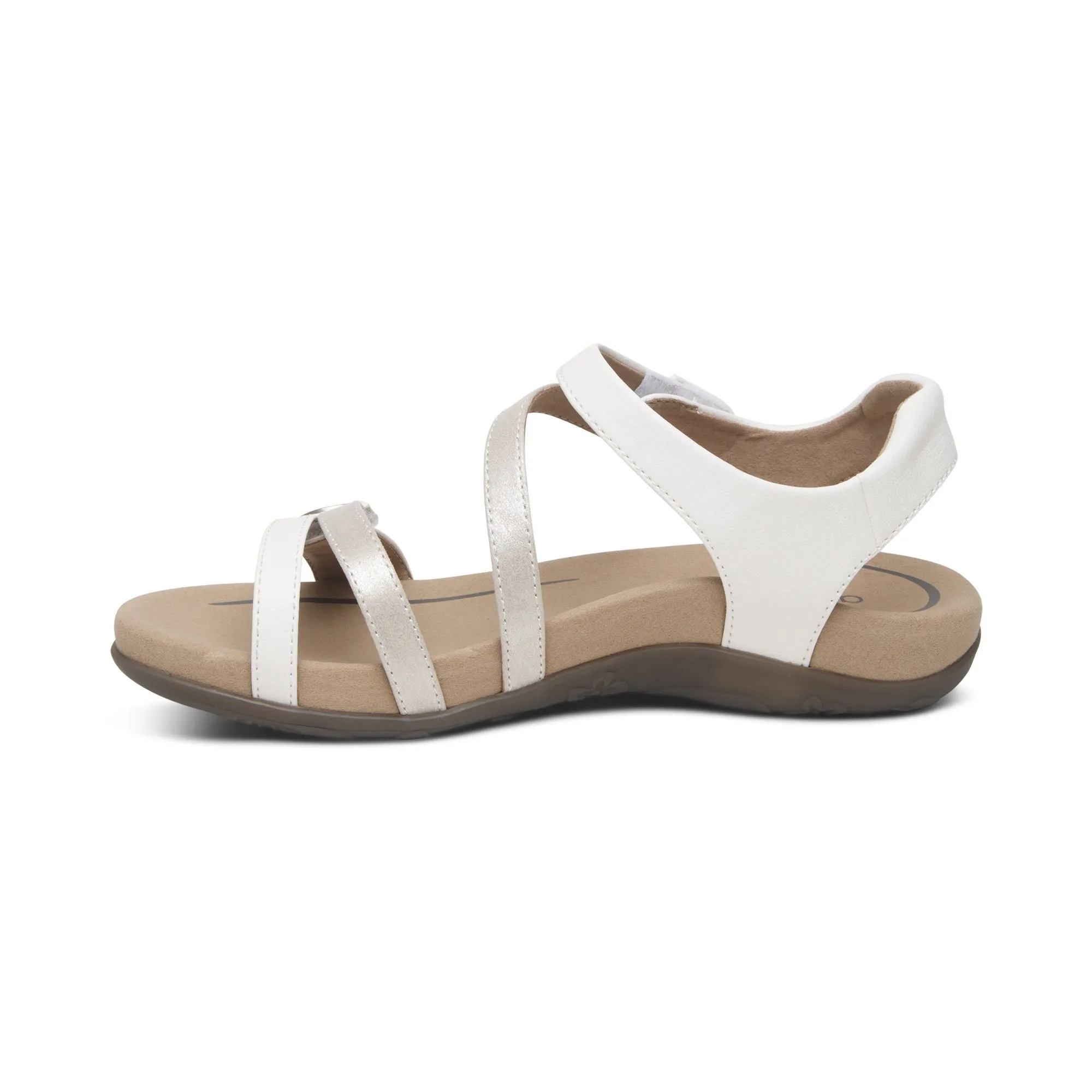 Aetrex Women's Jess Adjustable Quarter Strap Sandal White SE211