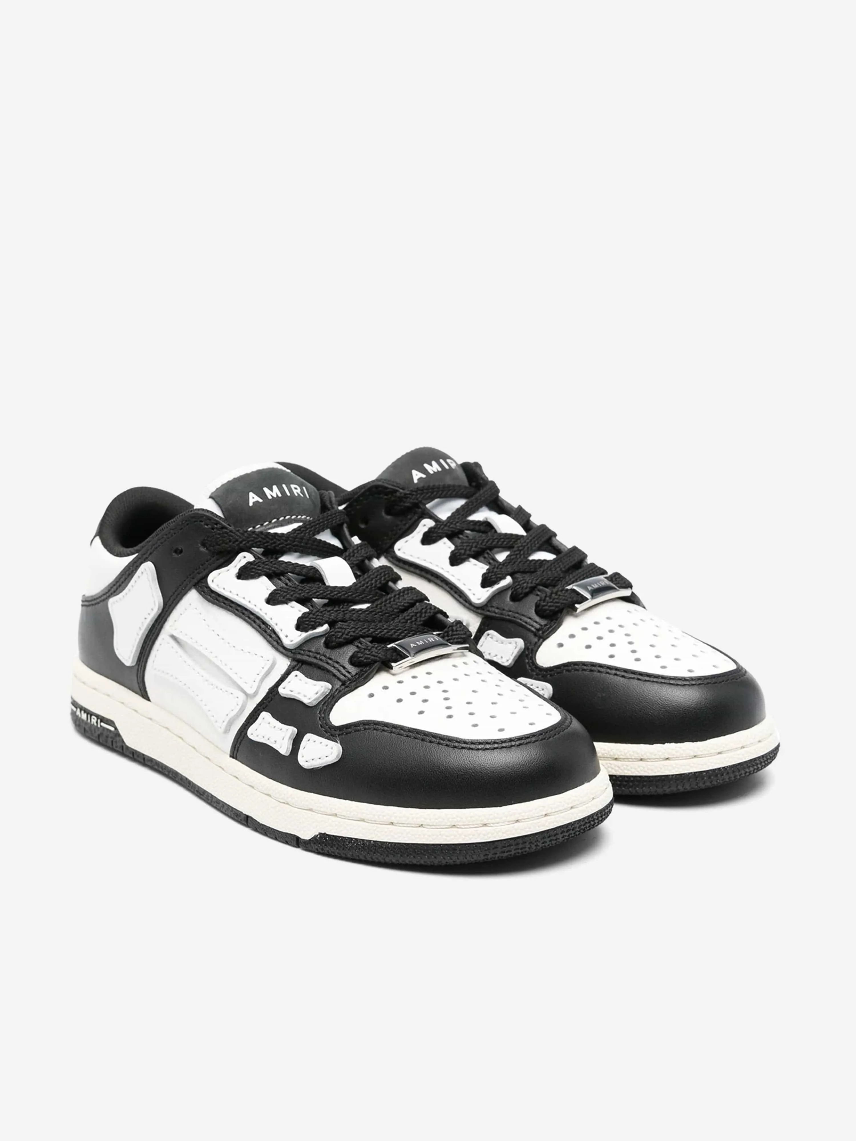 Amiri Kids Leather Skel Top Low Trainers in Black