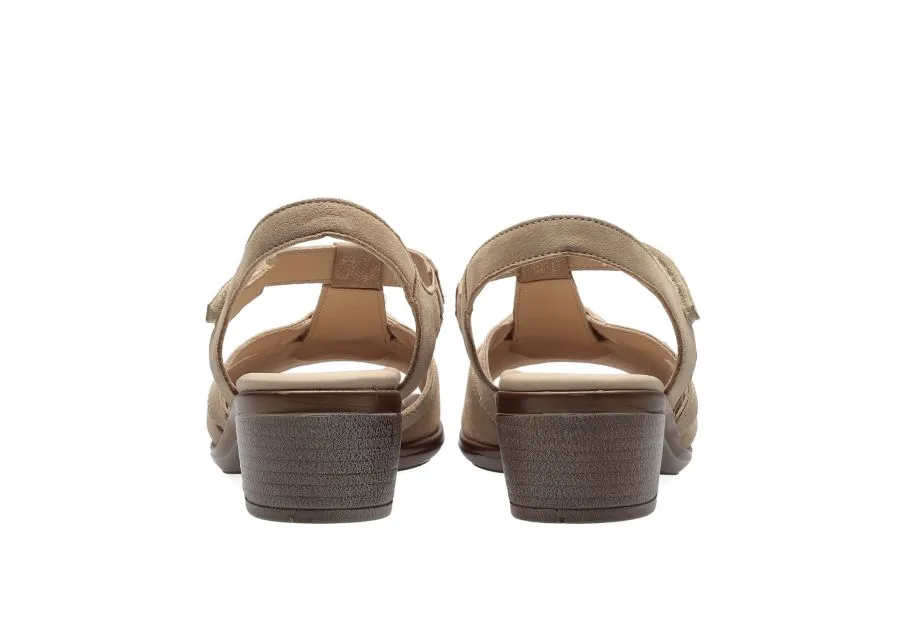 Ara Beige Sandals with Silver Details and Adjustable Velcro Strap