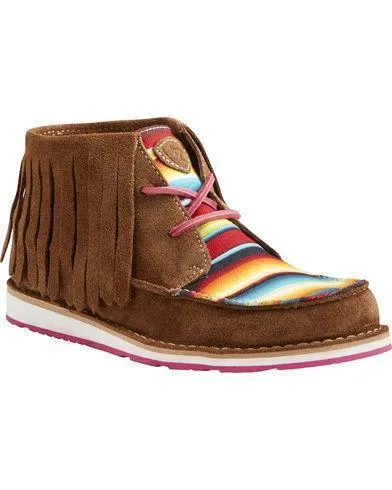 Ariat Women's Cruiser Dark Brown Suede/Pink Serape Fringe