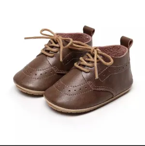 Baby Oxford Brogues - Handmade Genuine Leather Baby Shoes, Chocolate Brown