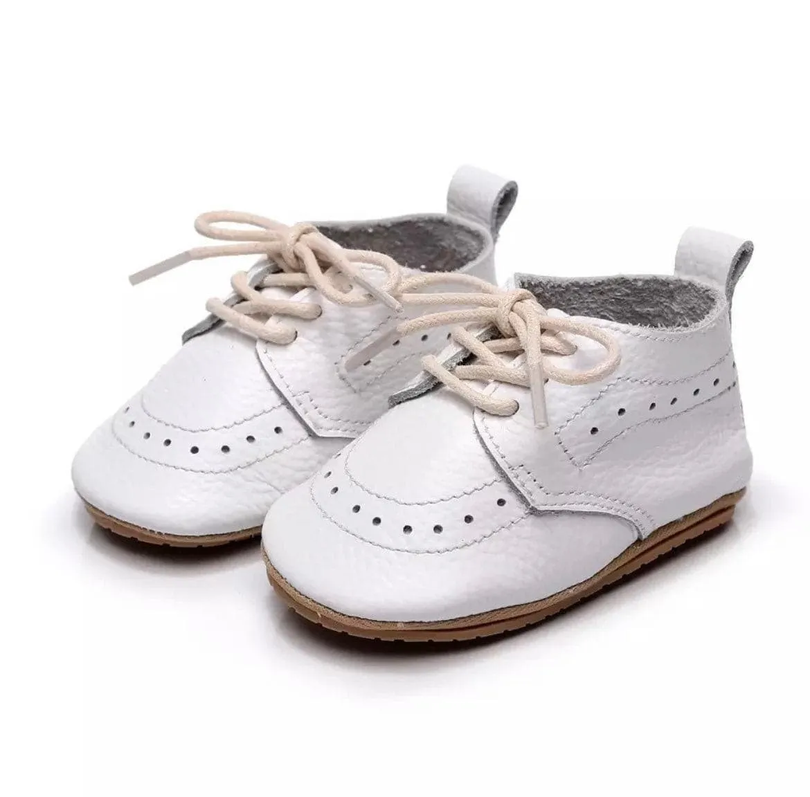 Baby Oxford Brogues - Handmade Genuine Leather Baby Shoes, Tan Leather