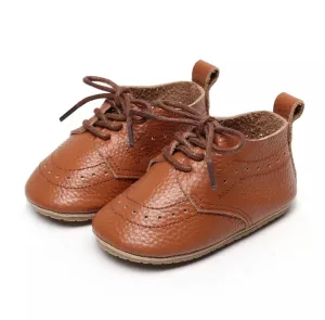 Baby Oxford Brogues - Handmade Genuine Leather Baby Shoes, Tan Leather