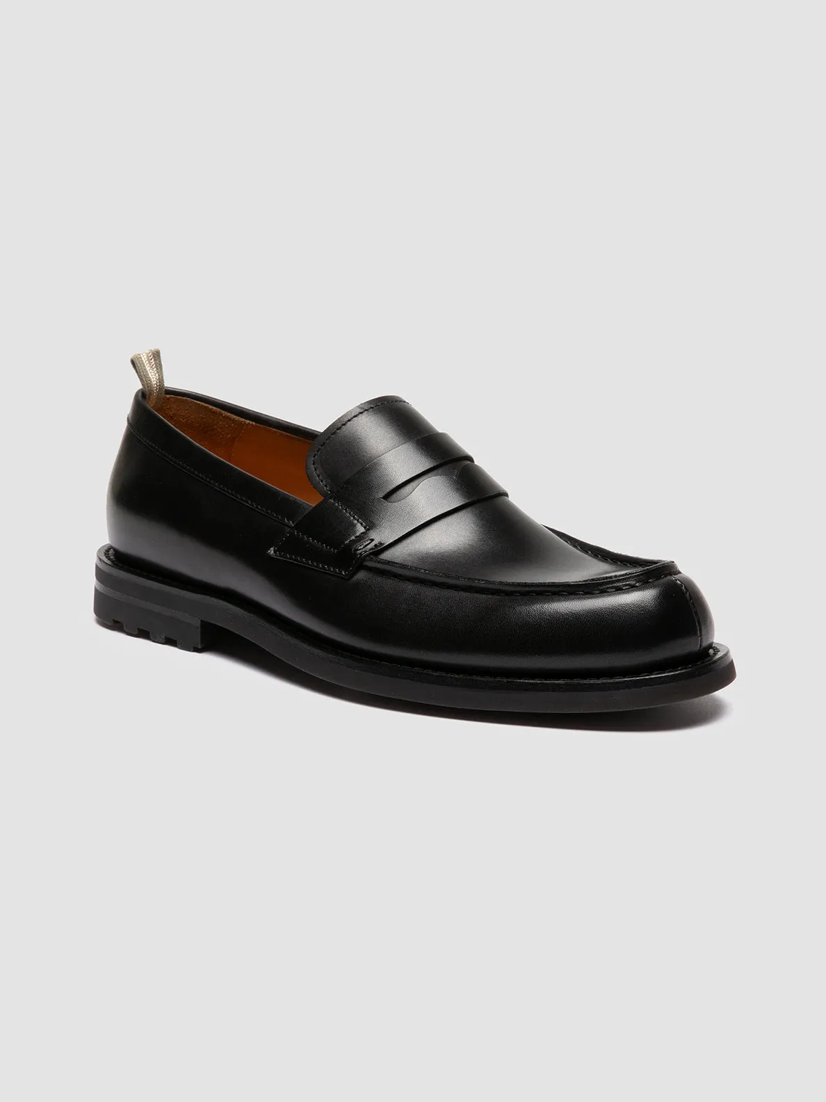 BELMONDO 006 - Black Leather Penny Loafers