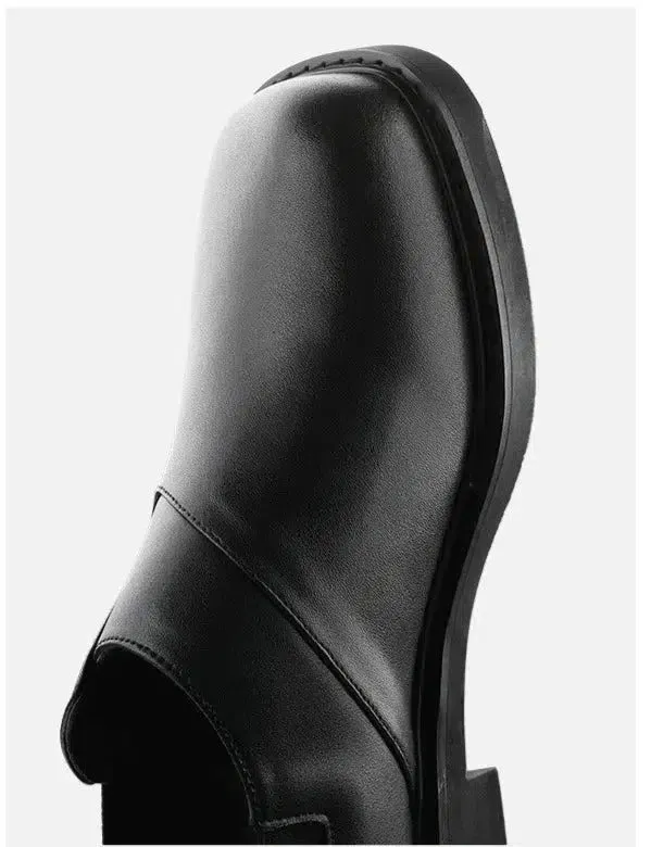 Black Leather Dress Loafers