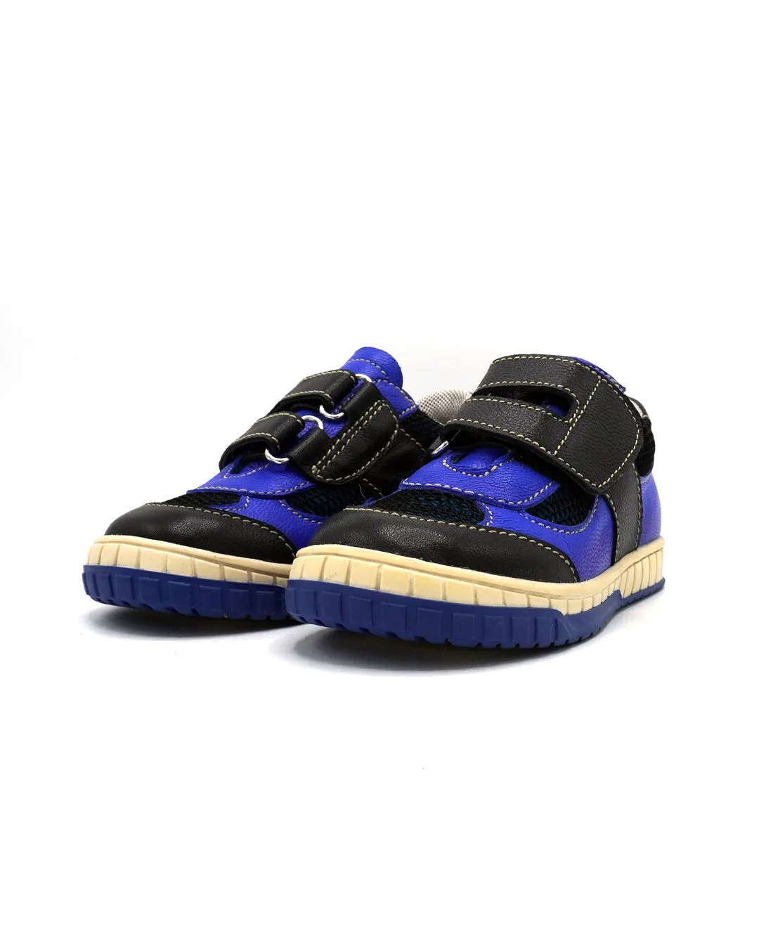 Blue Leather Shoes with Double-straps for Toddlers