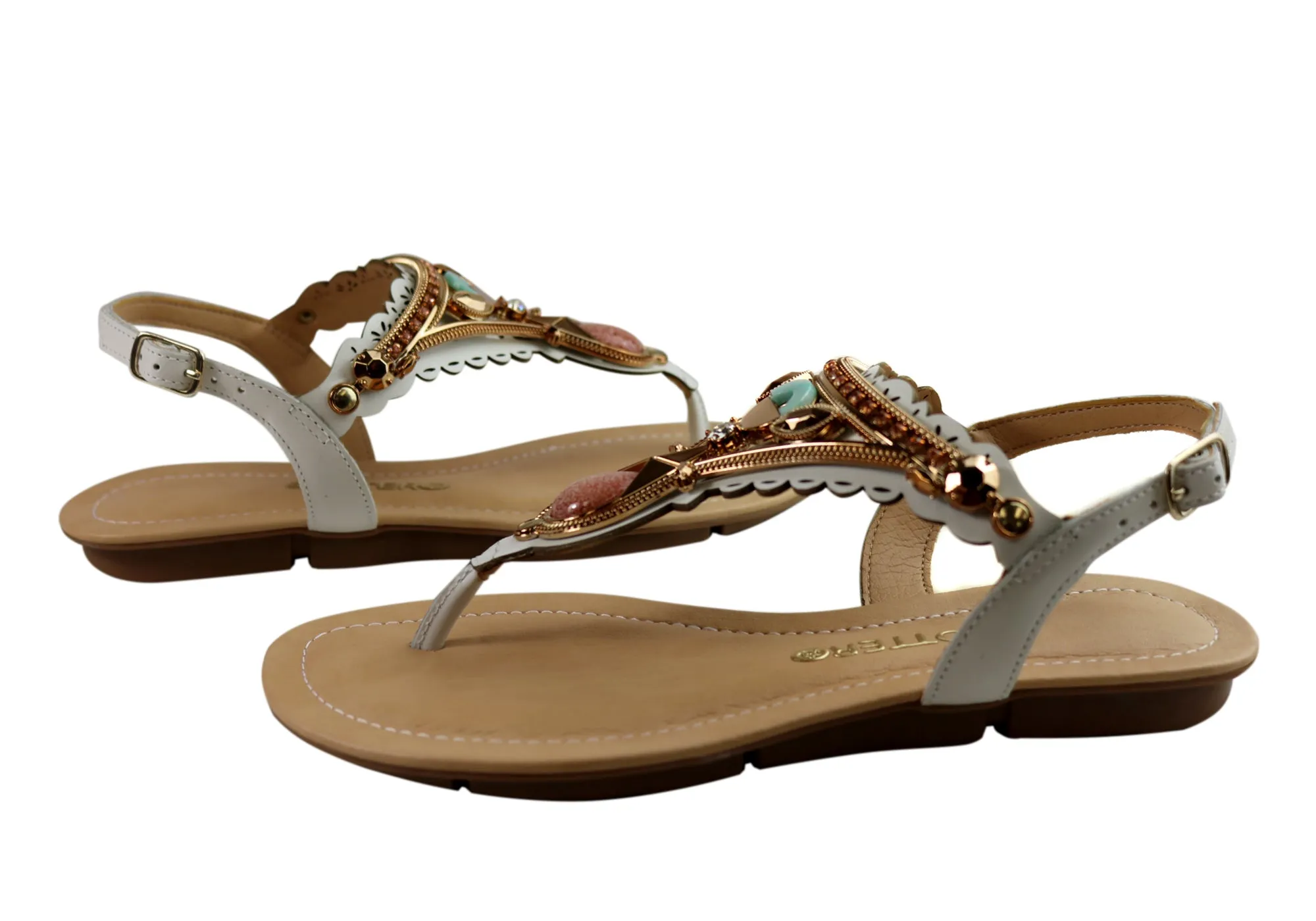 Bottero Caymen Womens Comfortable Leather Sandals Made In Brazil