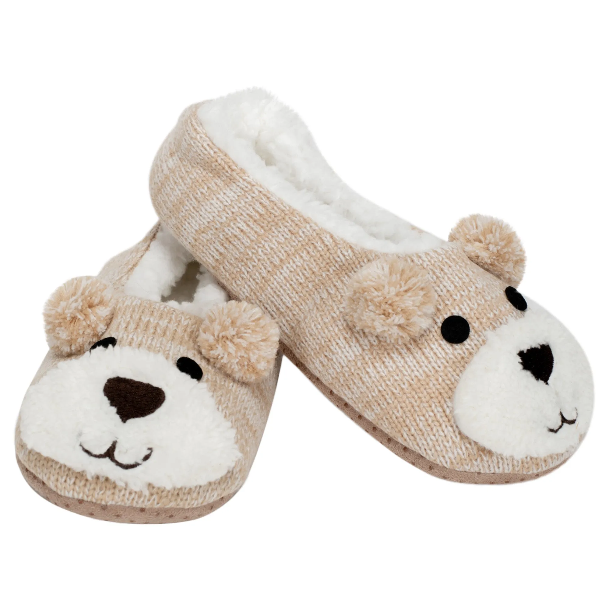 Brown Puppy Dog Womens Animal Cozy Indoor Plush Lined Non Slip Fuzzy Soft Slipper - Medium