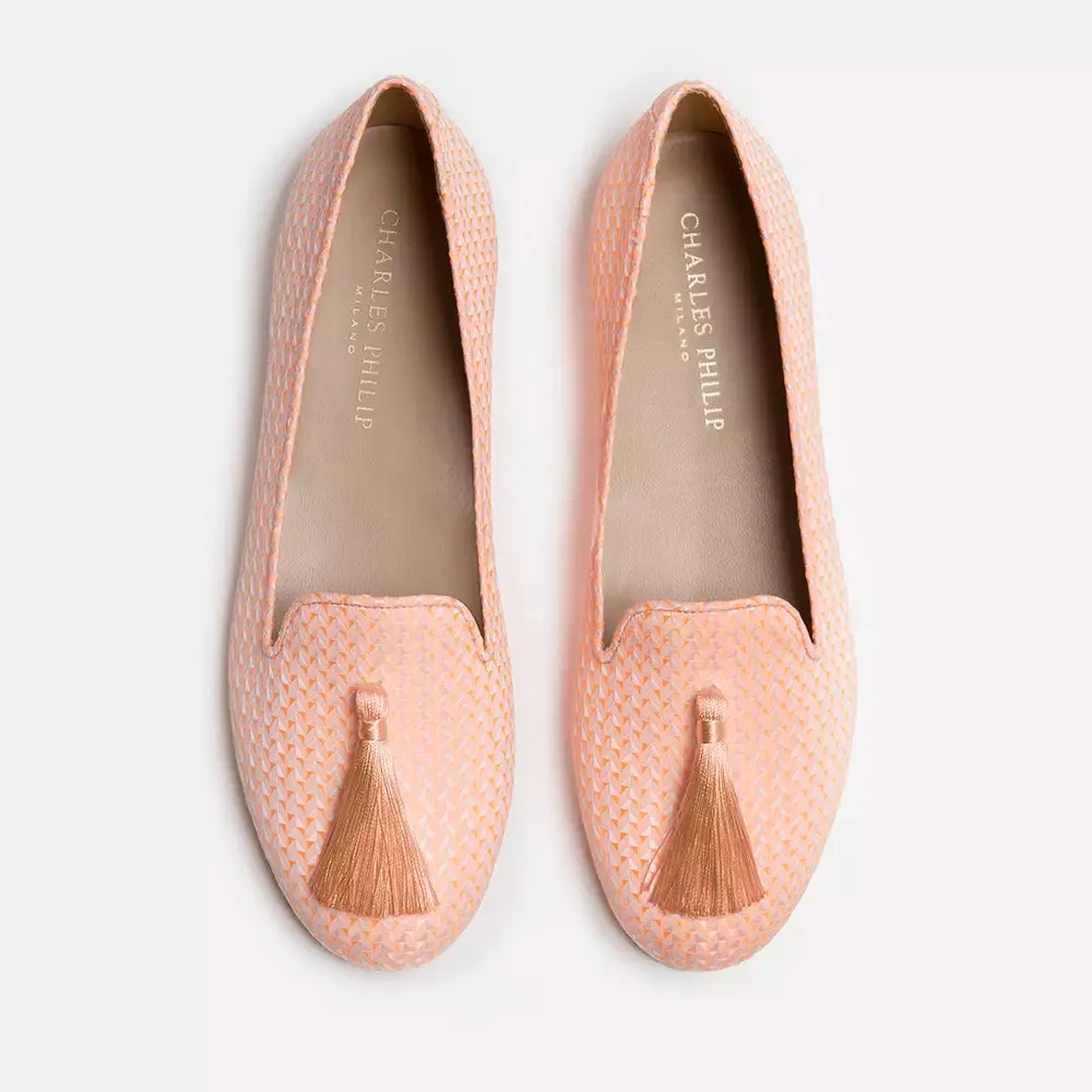 Charles Philip Elegant Pink Silk Alba Loafers