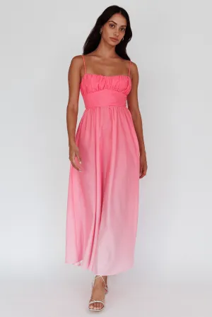 Clarabelle Gathered Bust Maxi Dress Gradient Pink