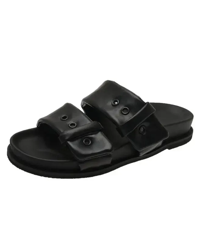 Coffee Slide Sandals Platform Comfortable Splicing Buckle Strap LY8319