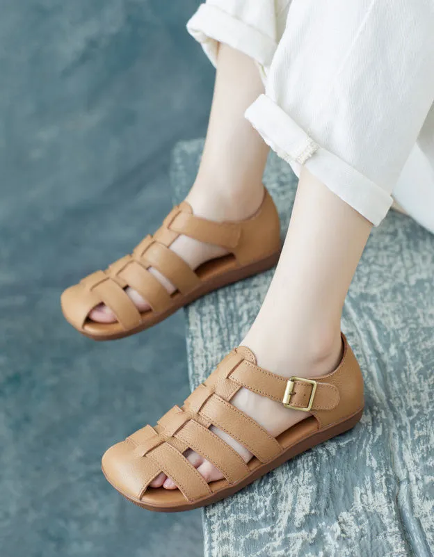 Comfortable Square Toe Retro Flat Fishermen Sandals