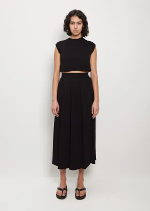 Dry Cotton Knit Pleated Skirt — Black