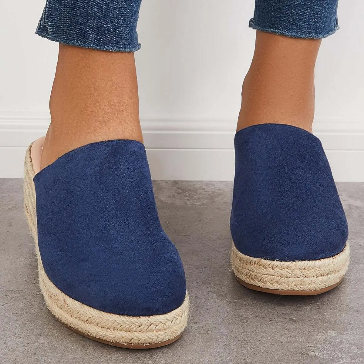 Espadrilles Mule Wedges Platform Slip on Backless Sandals