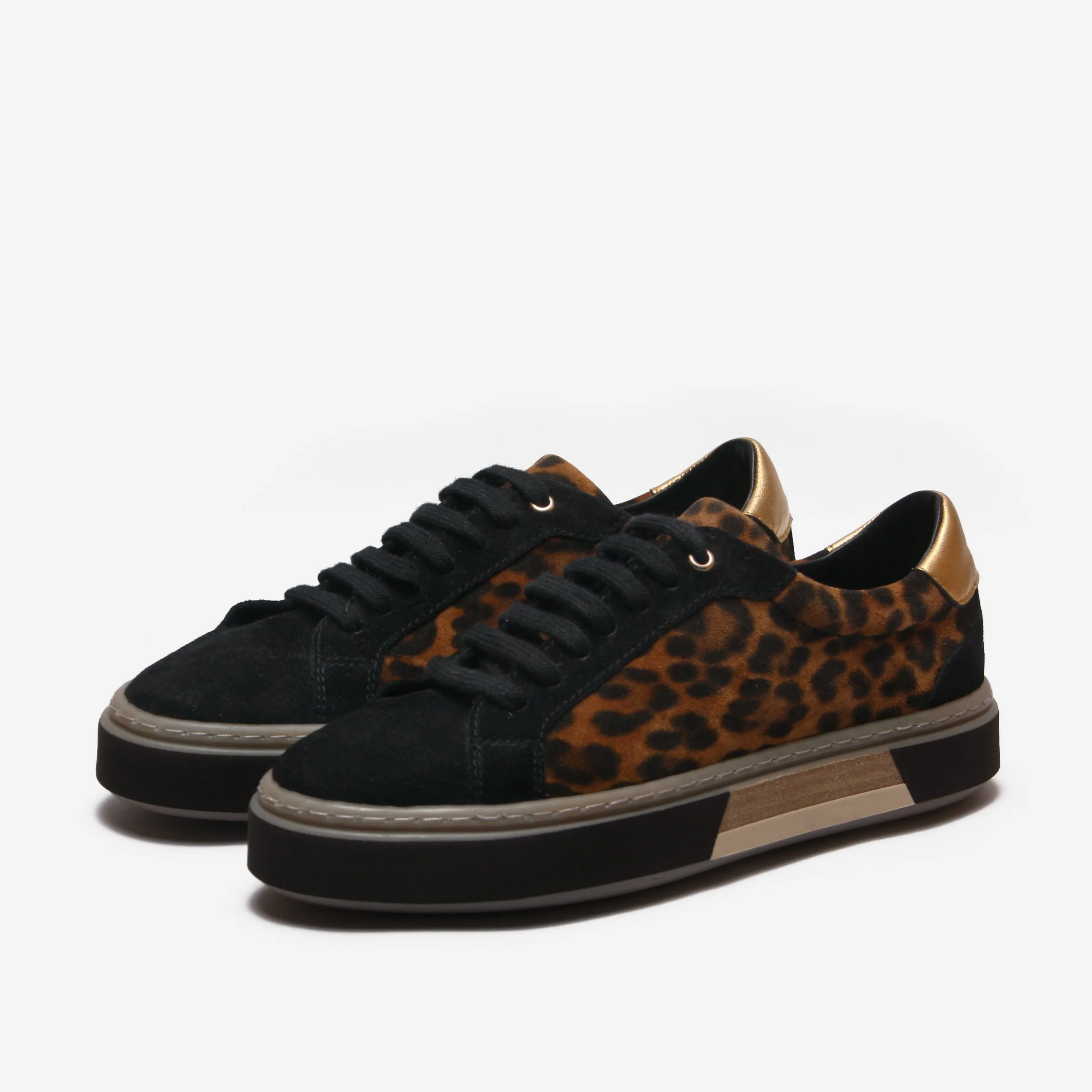 Ether-Leopard Pattern Leather Trainers Women