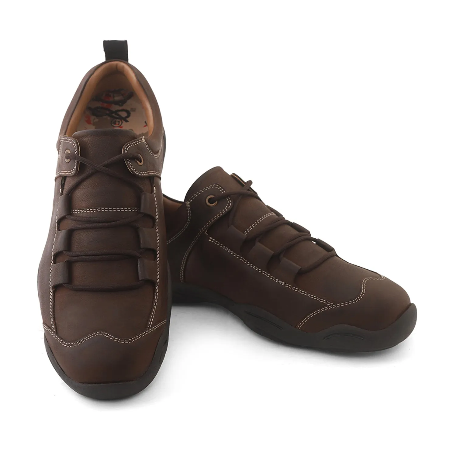 Ezok Mens Casual Brown Leather Sneakers