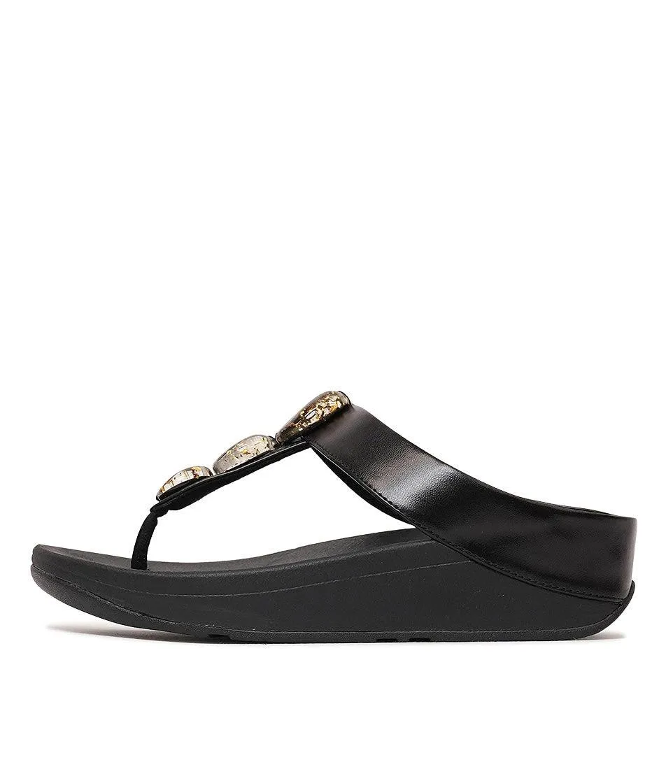 Fino Metallic All Black Sandals