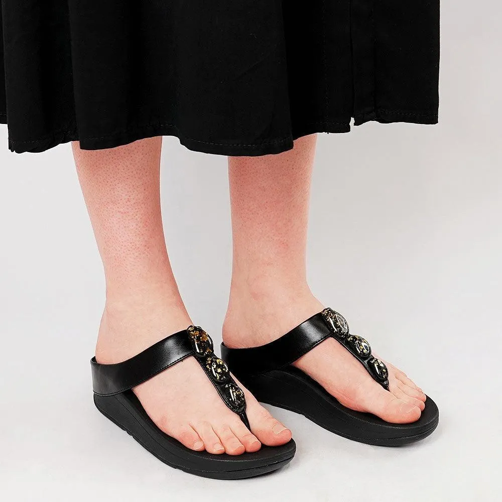 Fino Metallic All Black Sandals