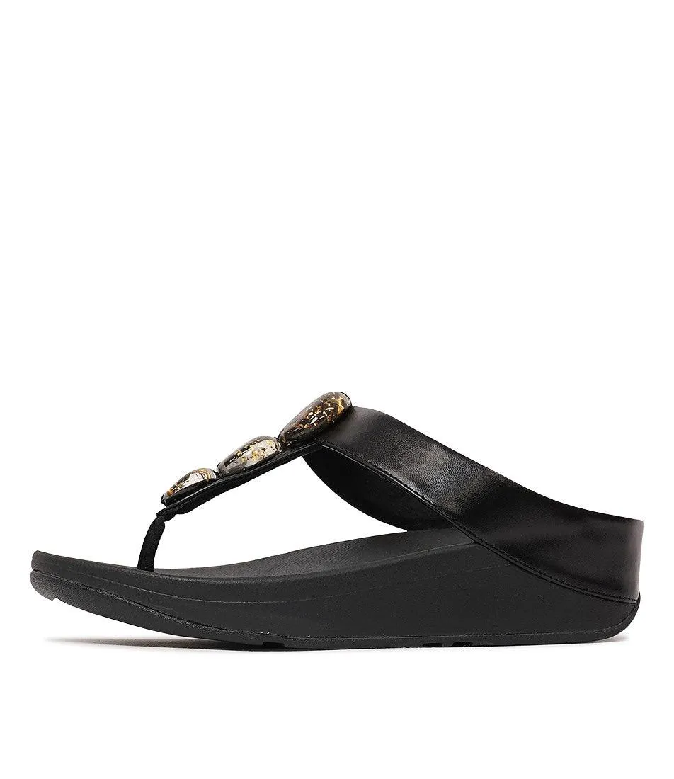 Fino Metallic All Black Sandals