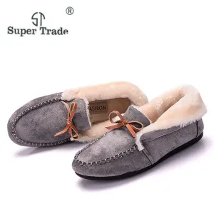 Free Shipping Casual Women Flats Shoes Winter Plus Velvet Flats Female Moccasin Shoes Women's Loafers Ladies Doug Shoes STA662