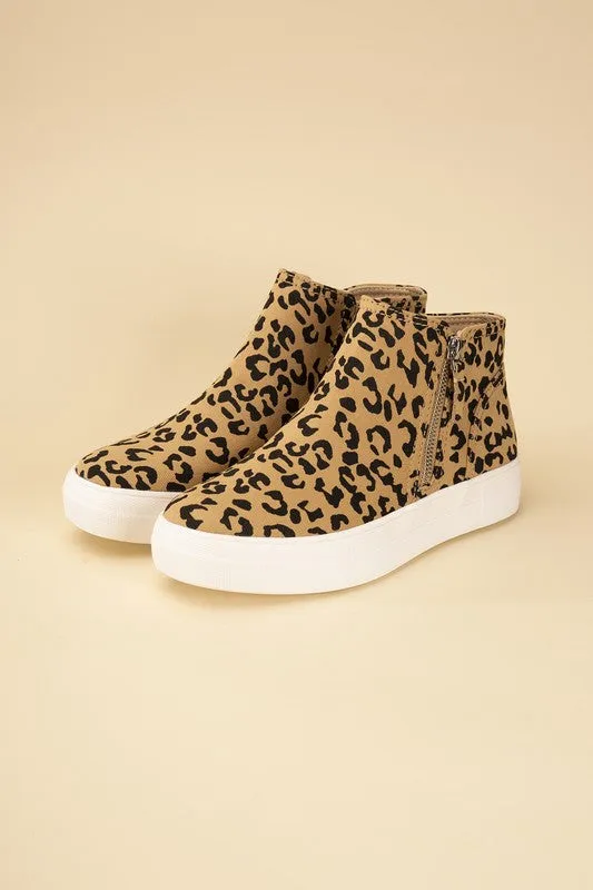 FS CLEARANCE Route-S High Top Leopard Sneakers