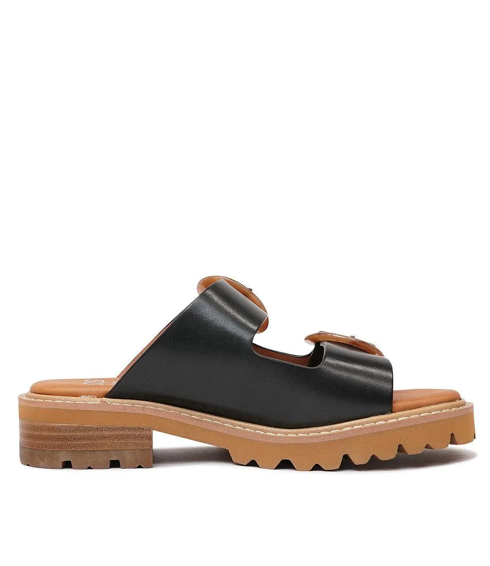 Gila Black Leather Slides