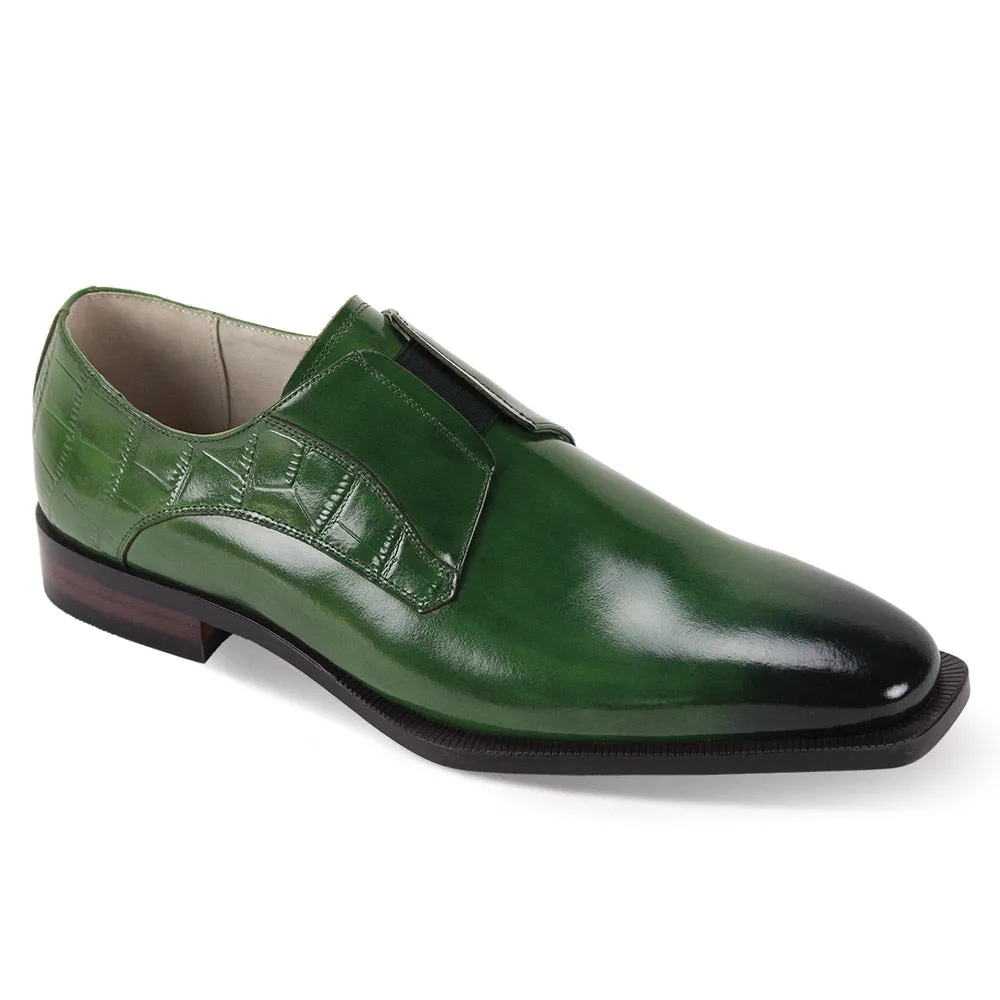 Giovanni Green Sullivan Men's Slip-On Dress Shoes Tow Tone Genuine Leather