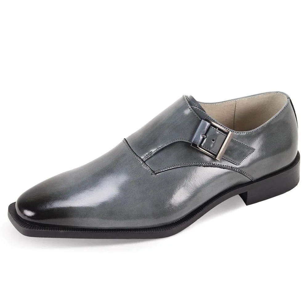 Giovanni Grey Men's Monkstrap Dress Shoe Genuine Leather Style-STERLING