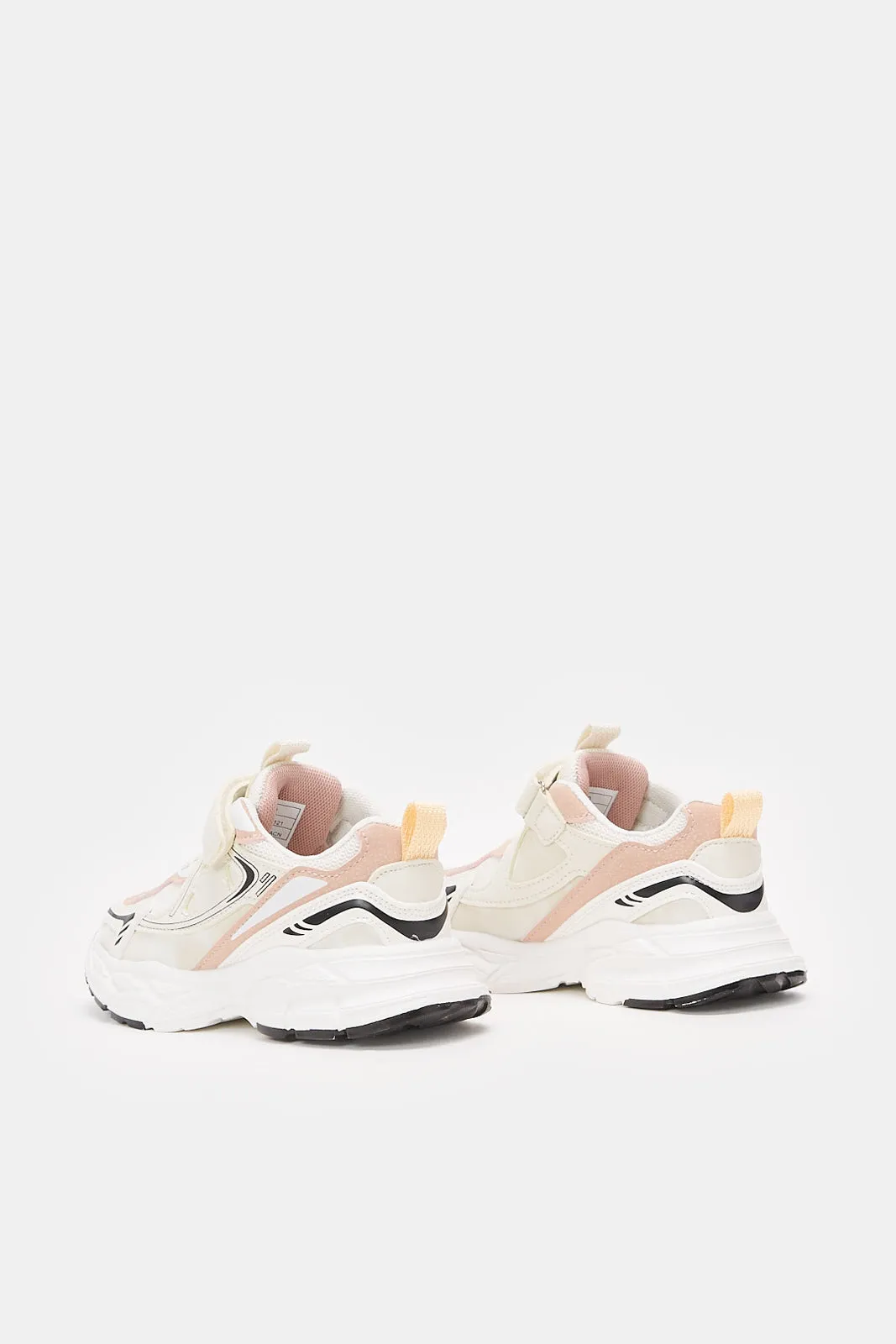 Girls Cream Velcro Chunky Trainer