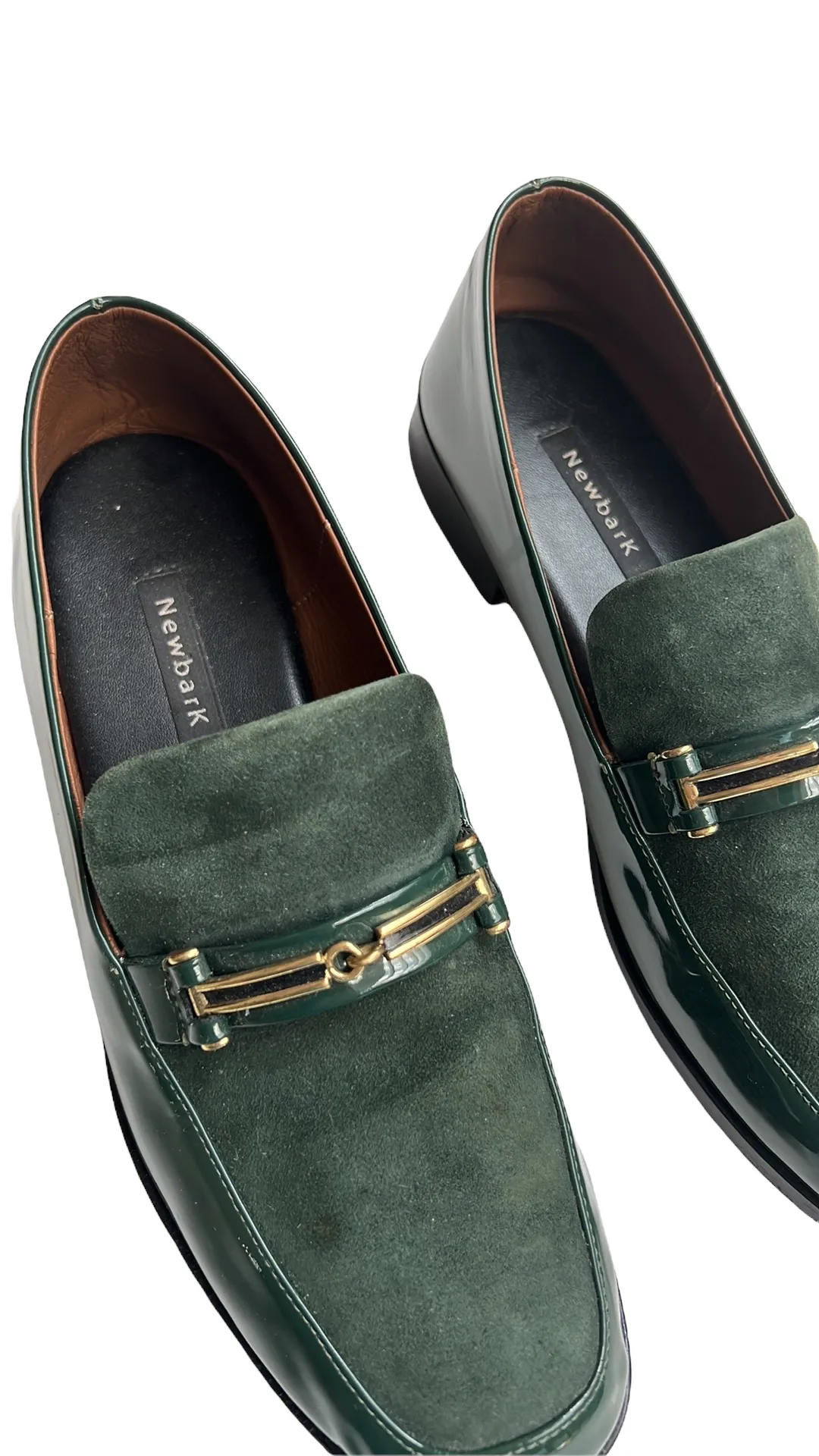 Green Suede and Patent Loafers - 7.5